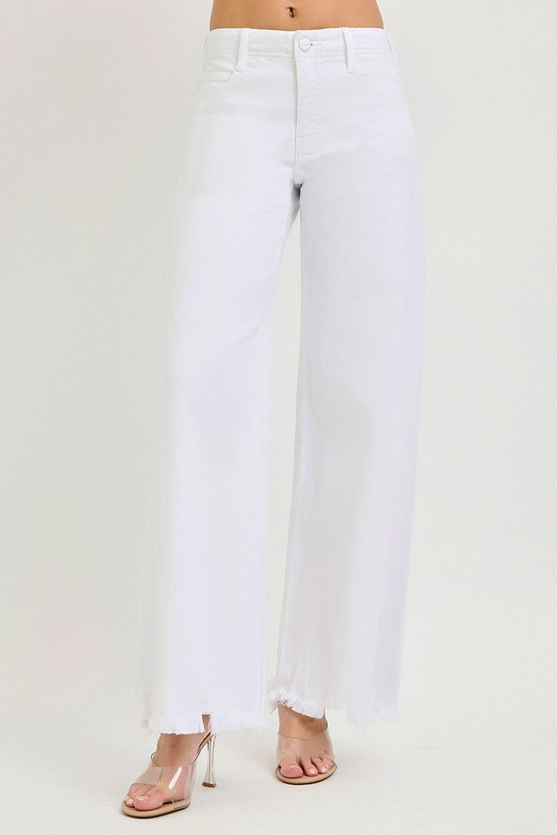 White Freyed High Rise Jeans
