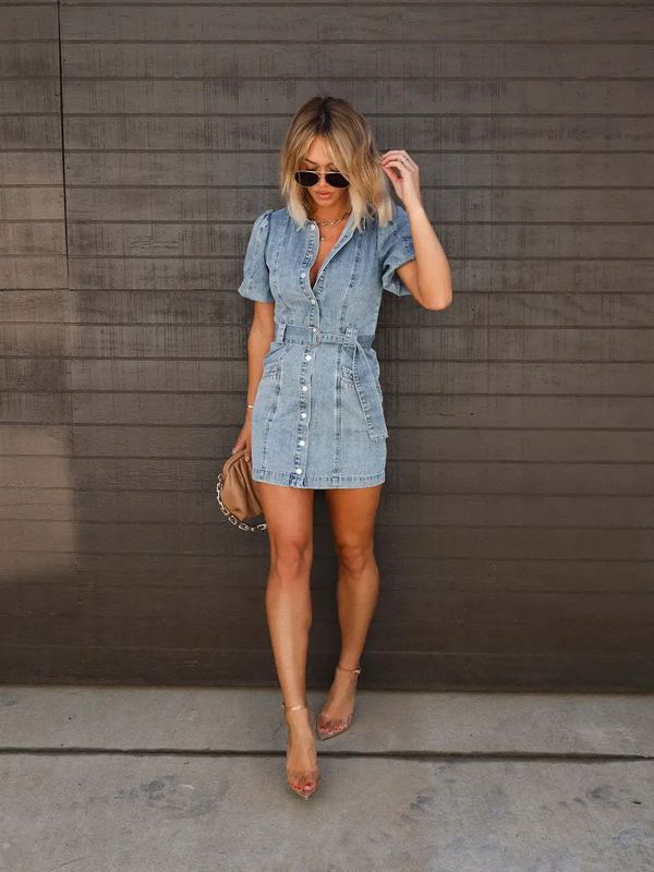 Casual Denim Short Sleeve Dress