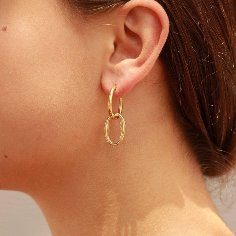 18K Gold PVD Interlocked Oval Earrings