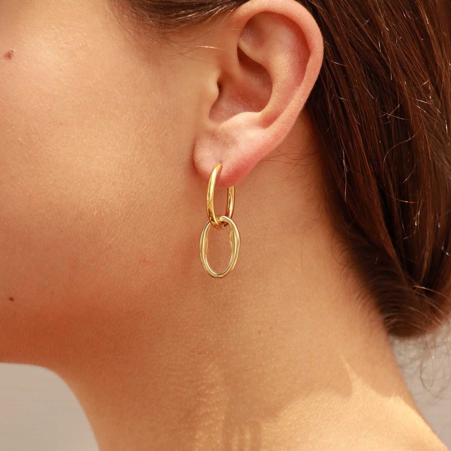 18K Gold PVD Interlocked Oval Earrings