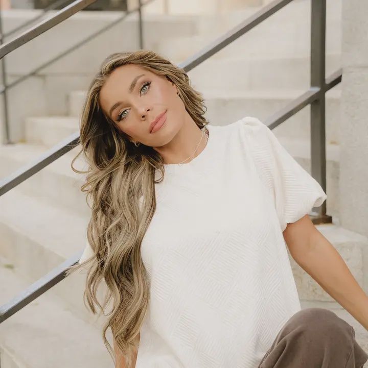 Brysie Top-Oatmeal | Puff Sleeve Tee