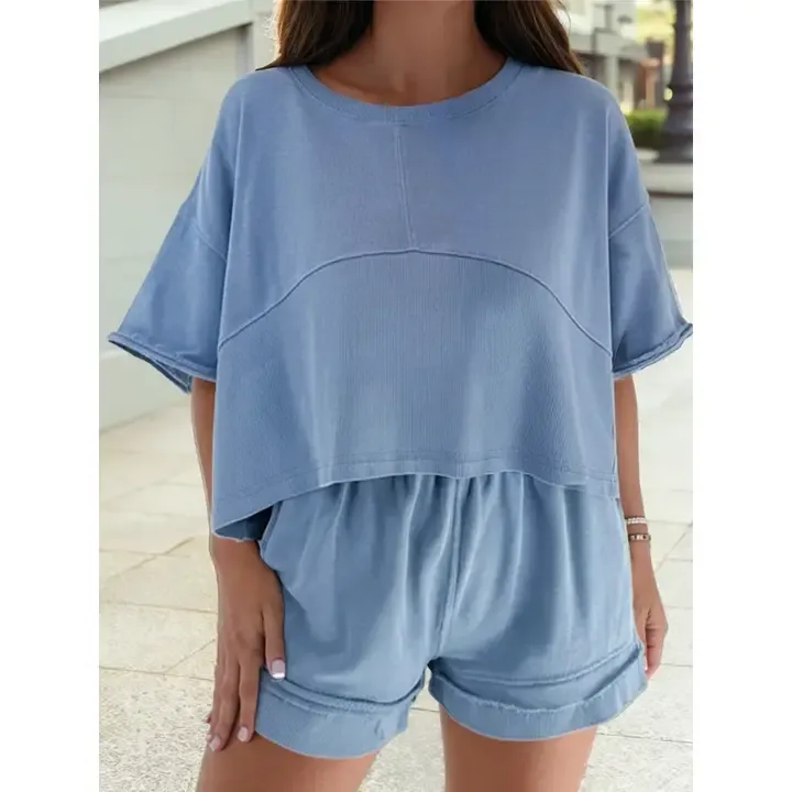 Patchwork Raw Edge Short Set