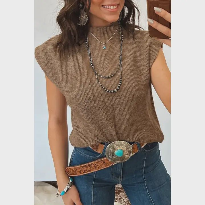 Ribbed Knit Mock Neck