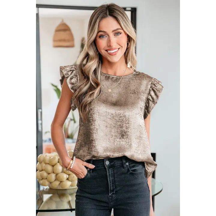 Metallic Ruffle Top