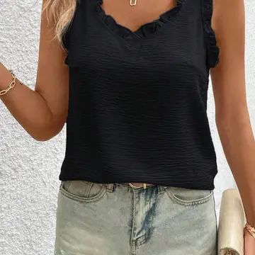 V-Neck Ruffle Sleeveless Tank Top
