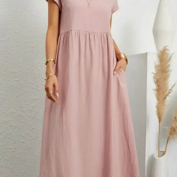 Sunday Loose Pocket Dress, Color: pink, Size: Small