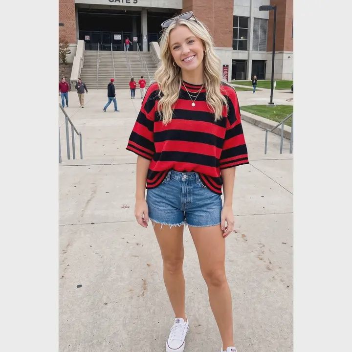 Gameday Stripe Knit Oversized Top