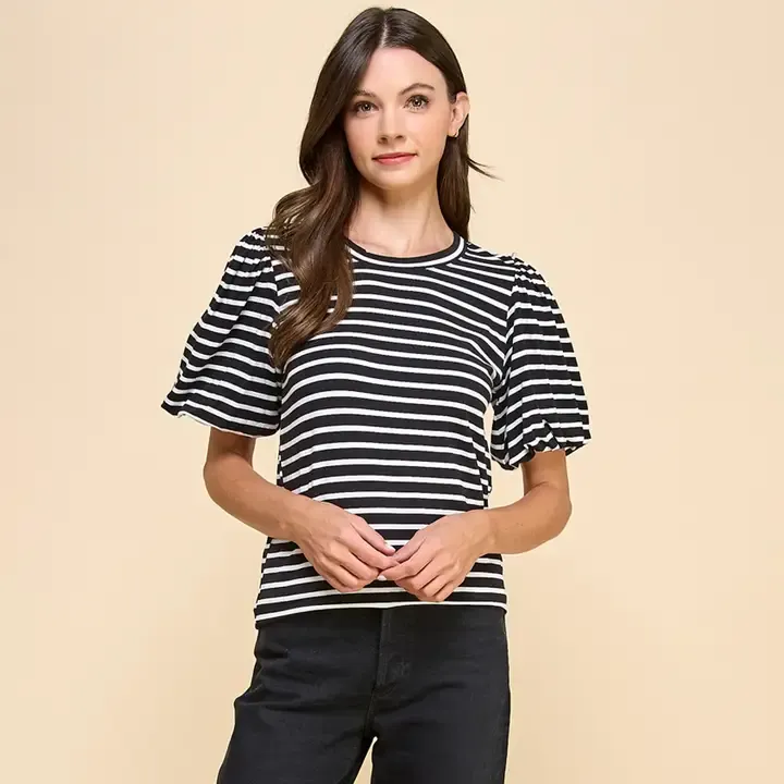 Striped Puffer Top