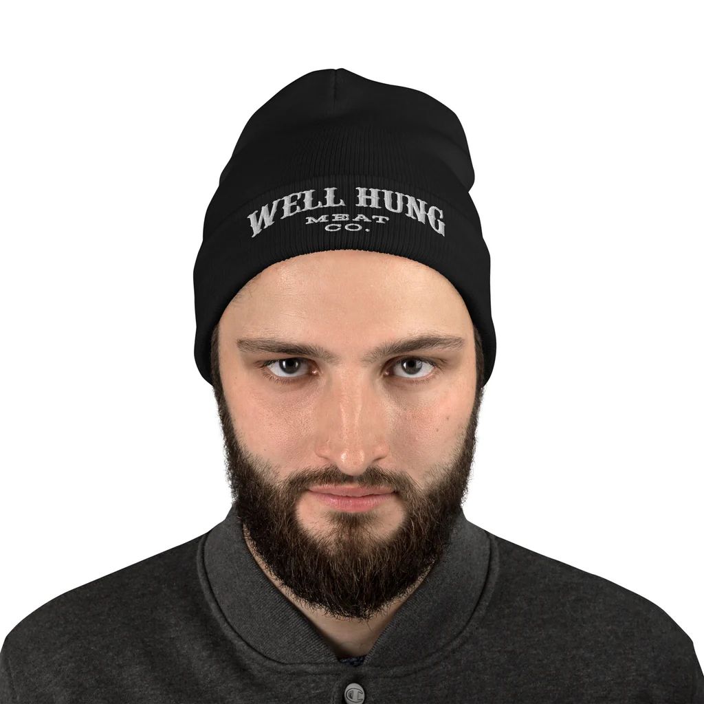 Embroidered Beanie (5-Colors Available), Color: Black