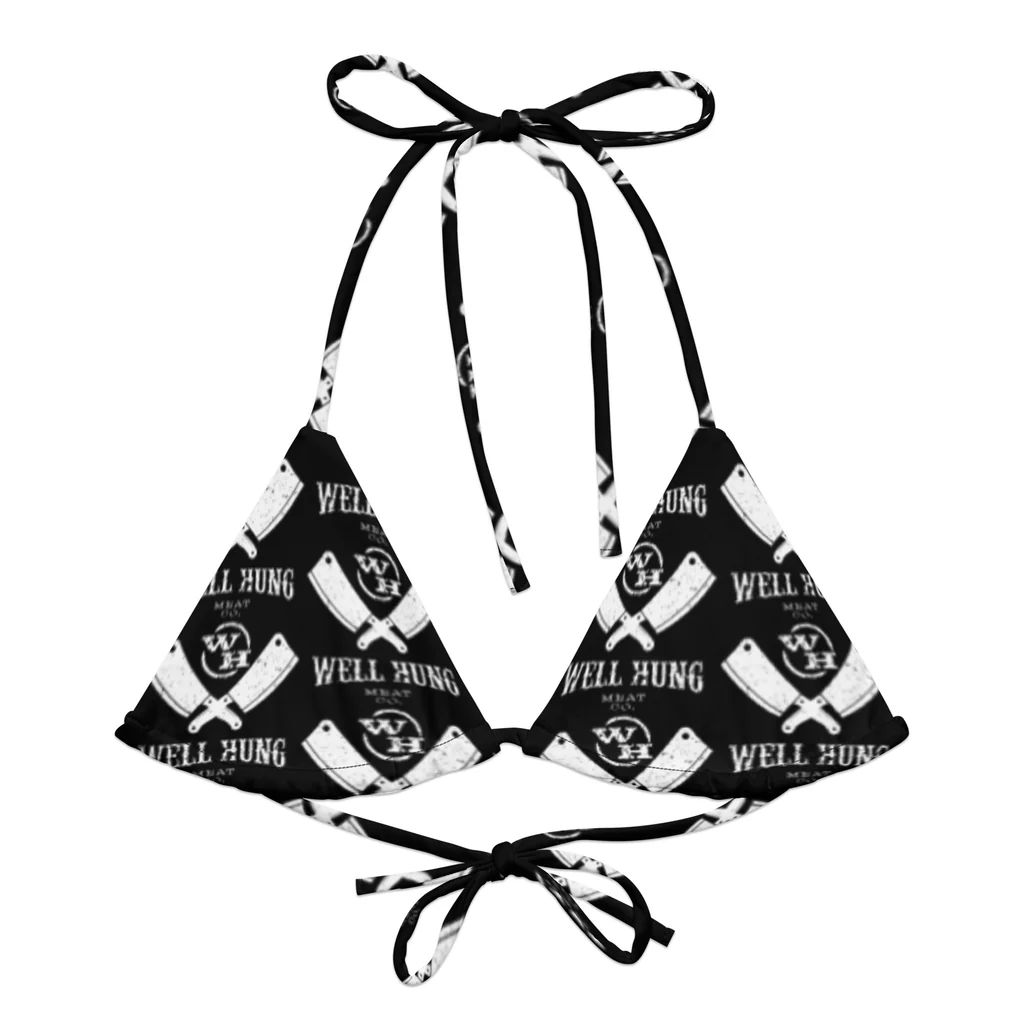 All-over print recycled string bikini Black Top - Cleaver Design