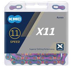 Chaîne KMC X11.93 Chaîne de vélo 11 vitesses 1/2 X 11/128 po Chaîne de vélo nickelée