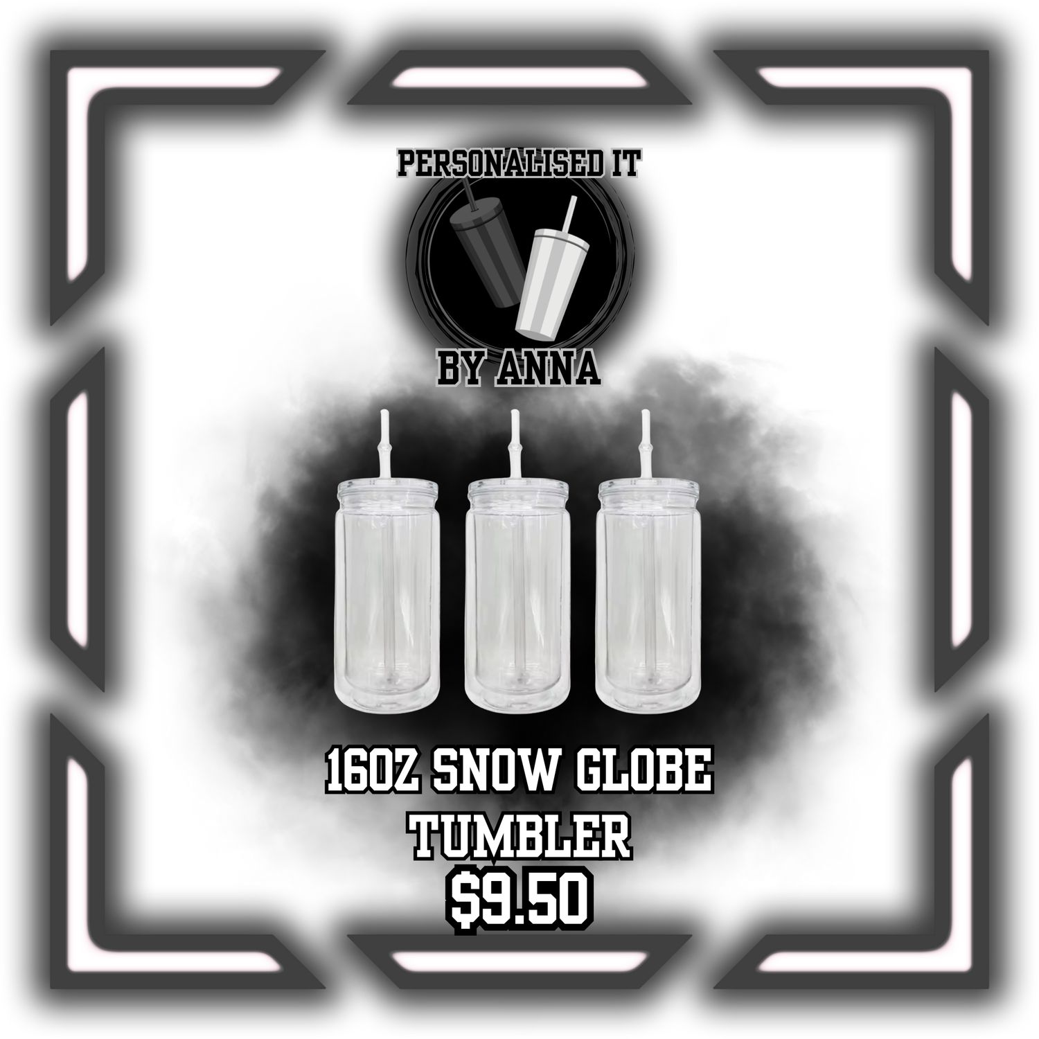 16oz SNOW GLOBE BLANK TUMBLER
