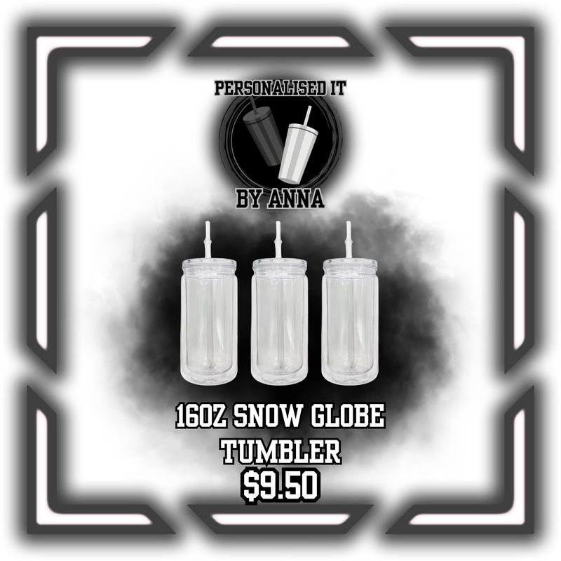 16oz SNOW GLOBE BLANK TUMBLER