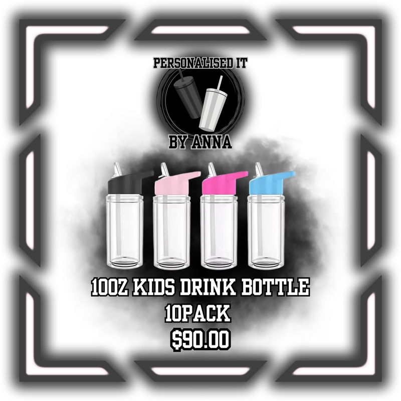 PREORDER 10oz KIDS DRINK BOTTLE SNOW GLOBE BLANK 10 Pack