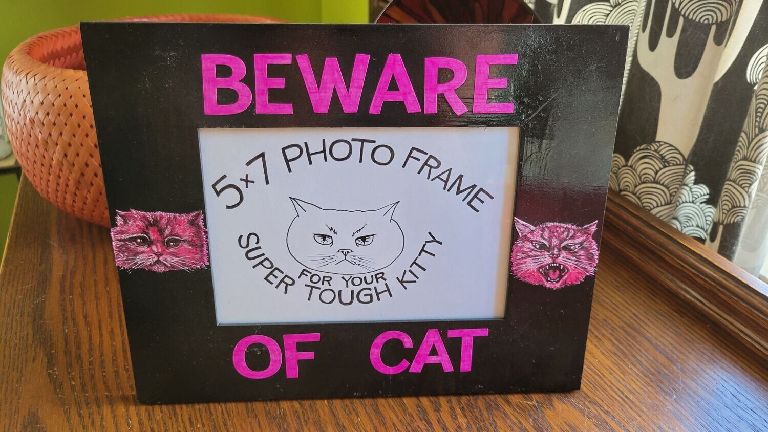 Beware of Cat, 5x7 photo frame