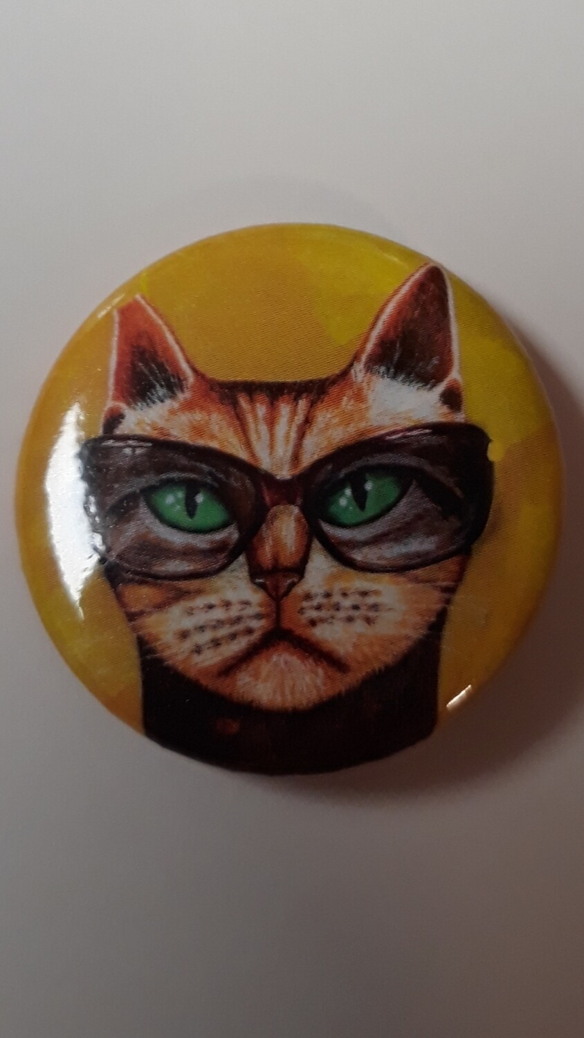 cat in sunnies button