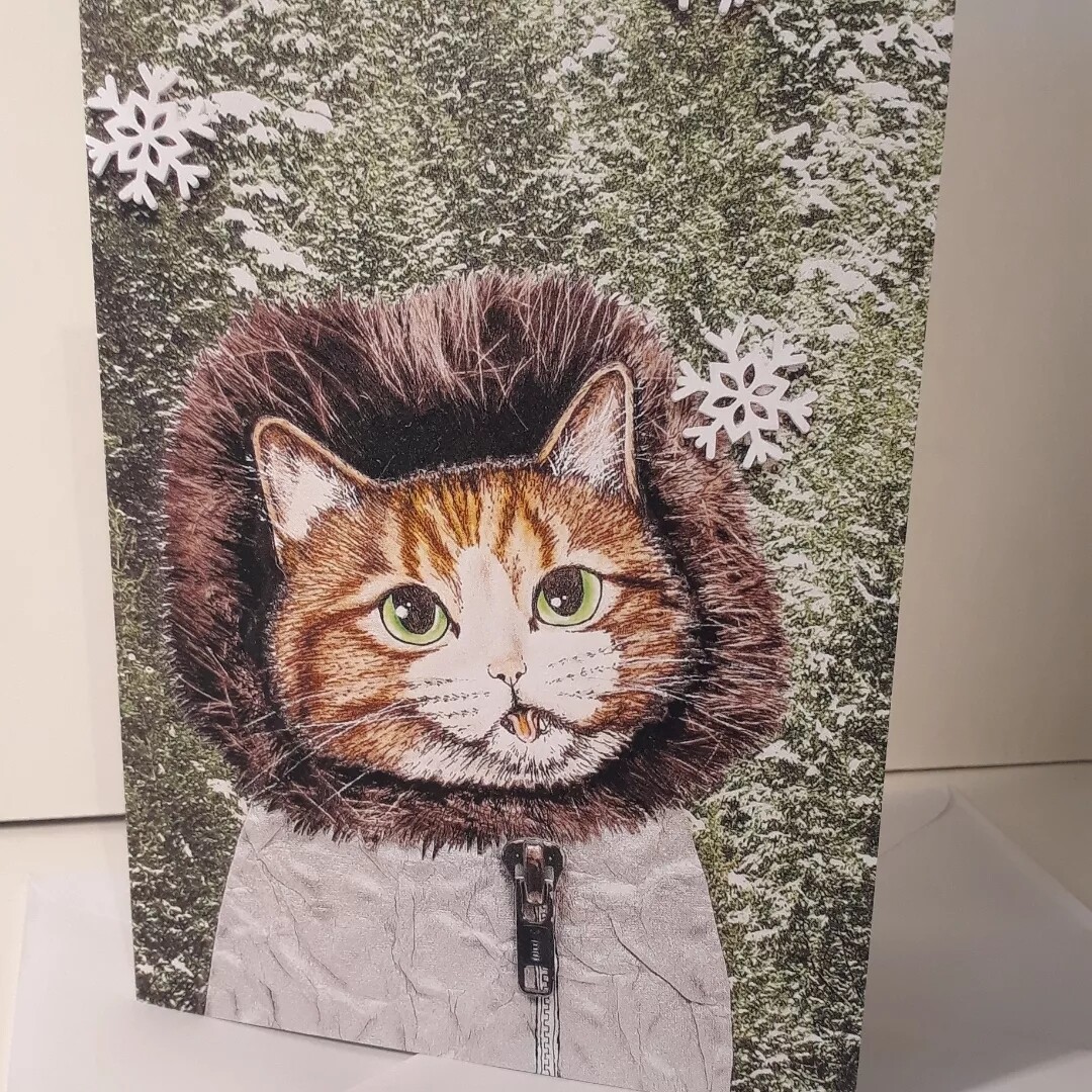 Snowflake cat card