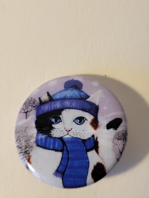 winter cat button