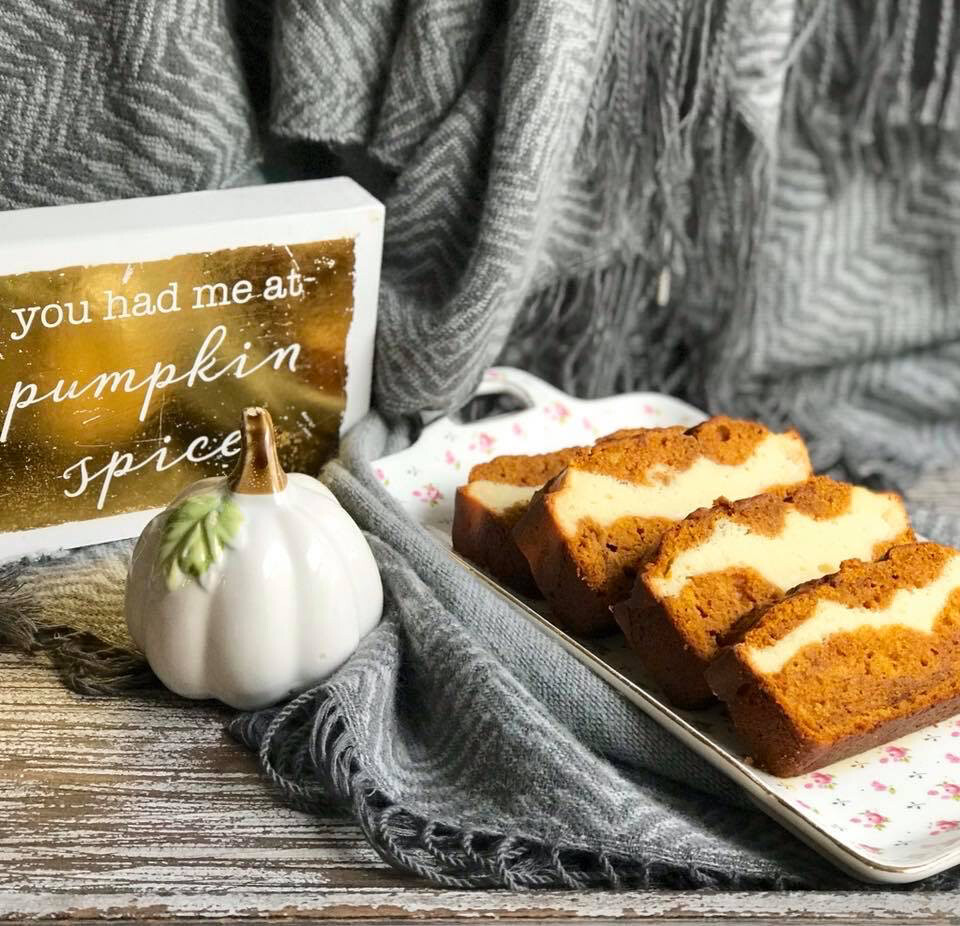 Cheesecake Stuffed Pumpkin Bread
