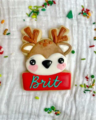 Personalized Reindeer Cookie