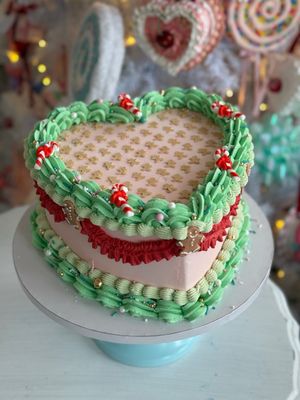 Vintage Christmas Heart Cake