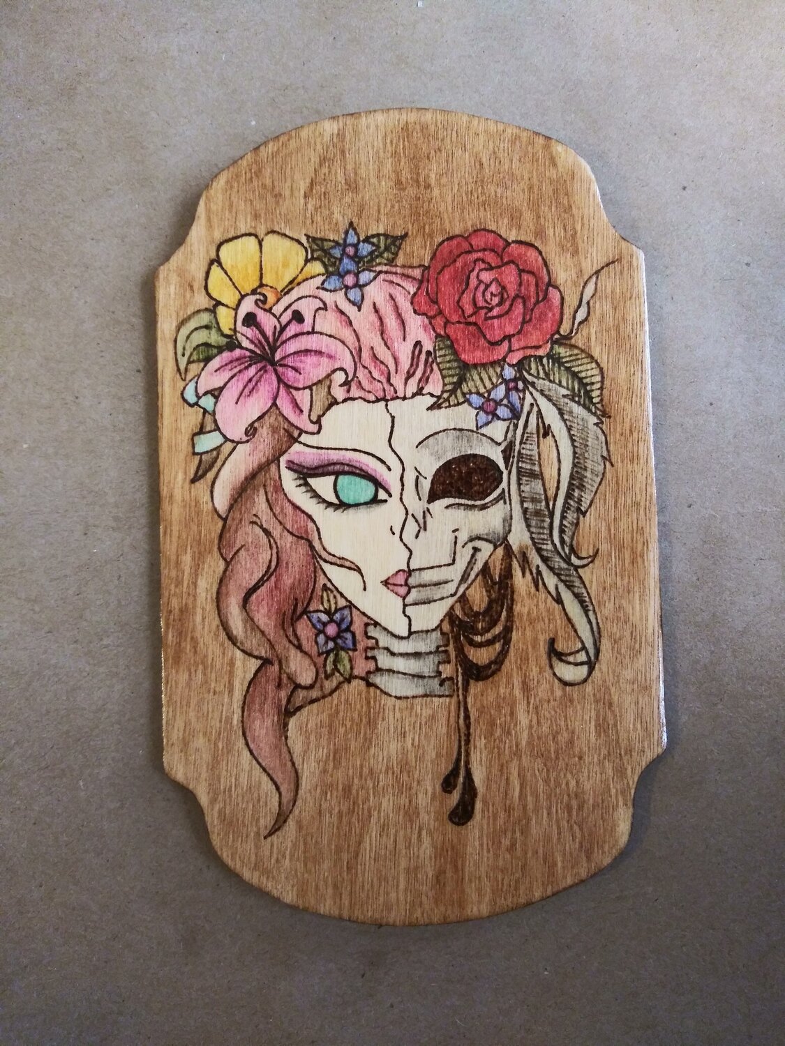Half Skull with Flowers Half Skull with Flowers