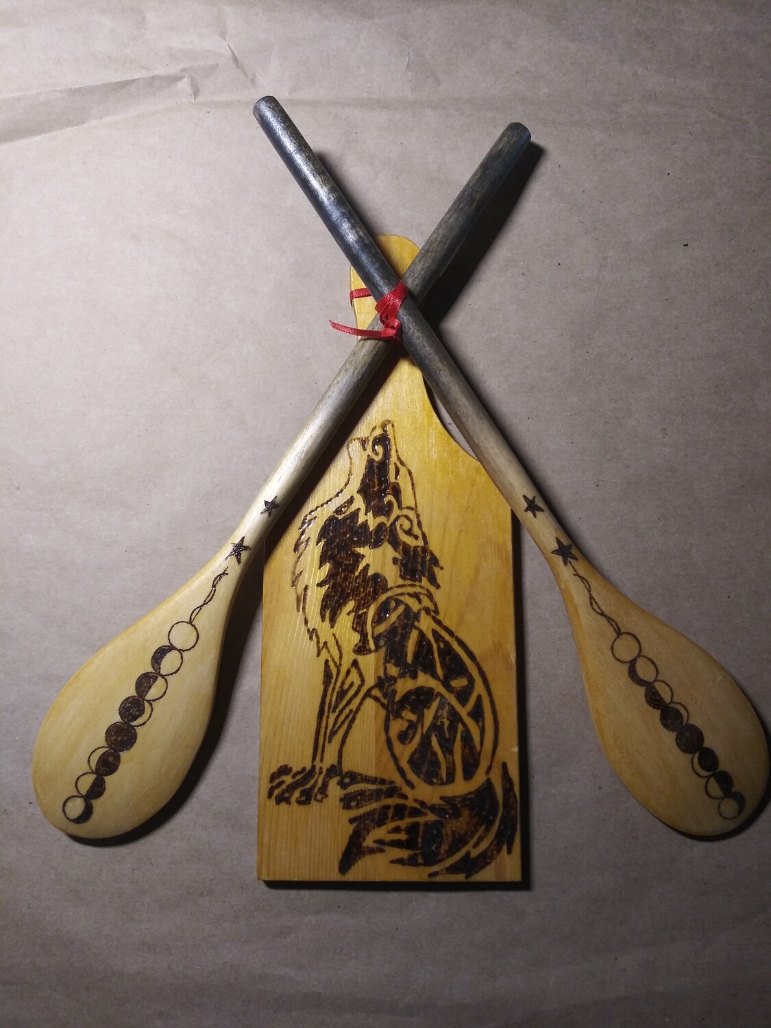 Wolf Set - Cheeseboard and (2) Wooden Spoons Wolf Set - Cheeseboard and (2) Wooden Spoons