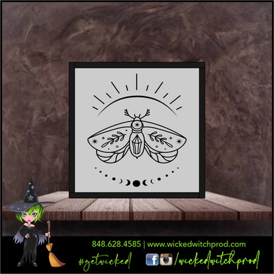 Boho Moth with Sun and Moon Phase - Wicked Farmhouse Sign (8