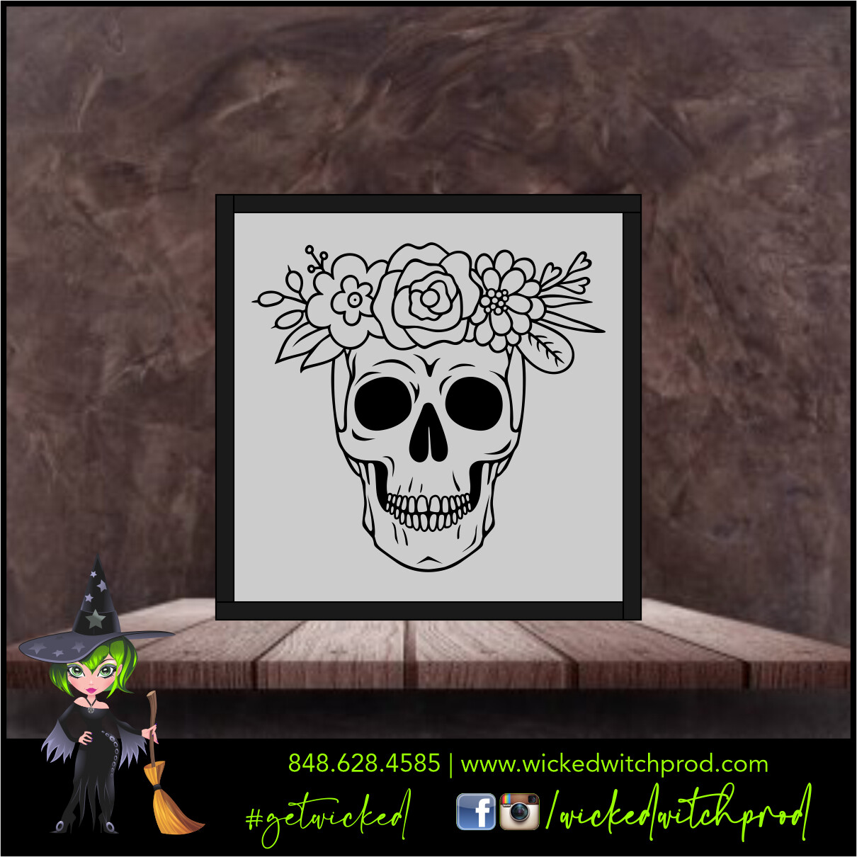 Boho Skull with Flowers - Wicked Farmhouse Sign (8