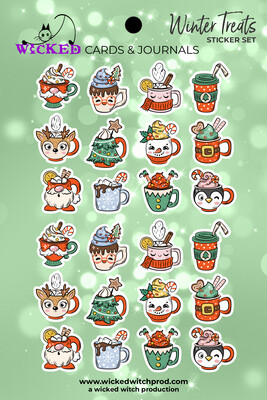 Winter Holiday Cups Die-Cut Sticker Set
