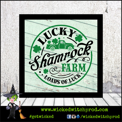 “Lucky Shamrock Farm” Wood Sign with Frame (St. Patrick’s Day Collection)