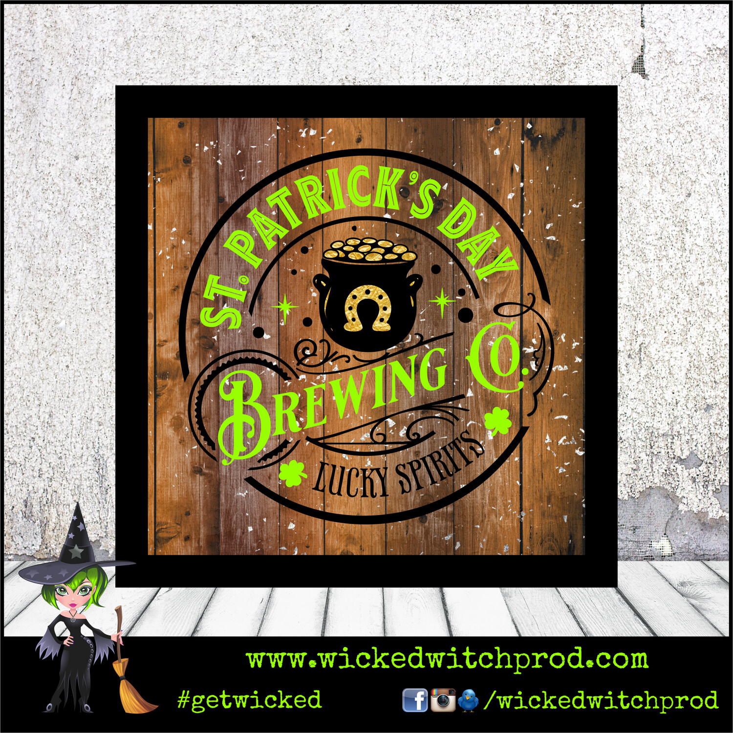 “St. Patrick’s Brewing Company” Wood Sign with Frame (St. Patrick’s Day Collection)