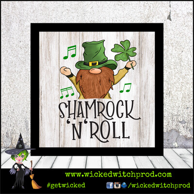 “Shamrock n Roll” Wood Sign with Frame (St. Patrick’s Day Collection)