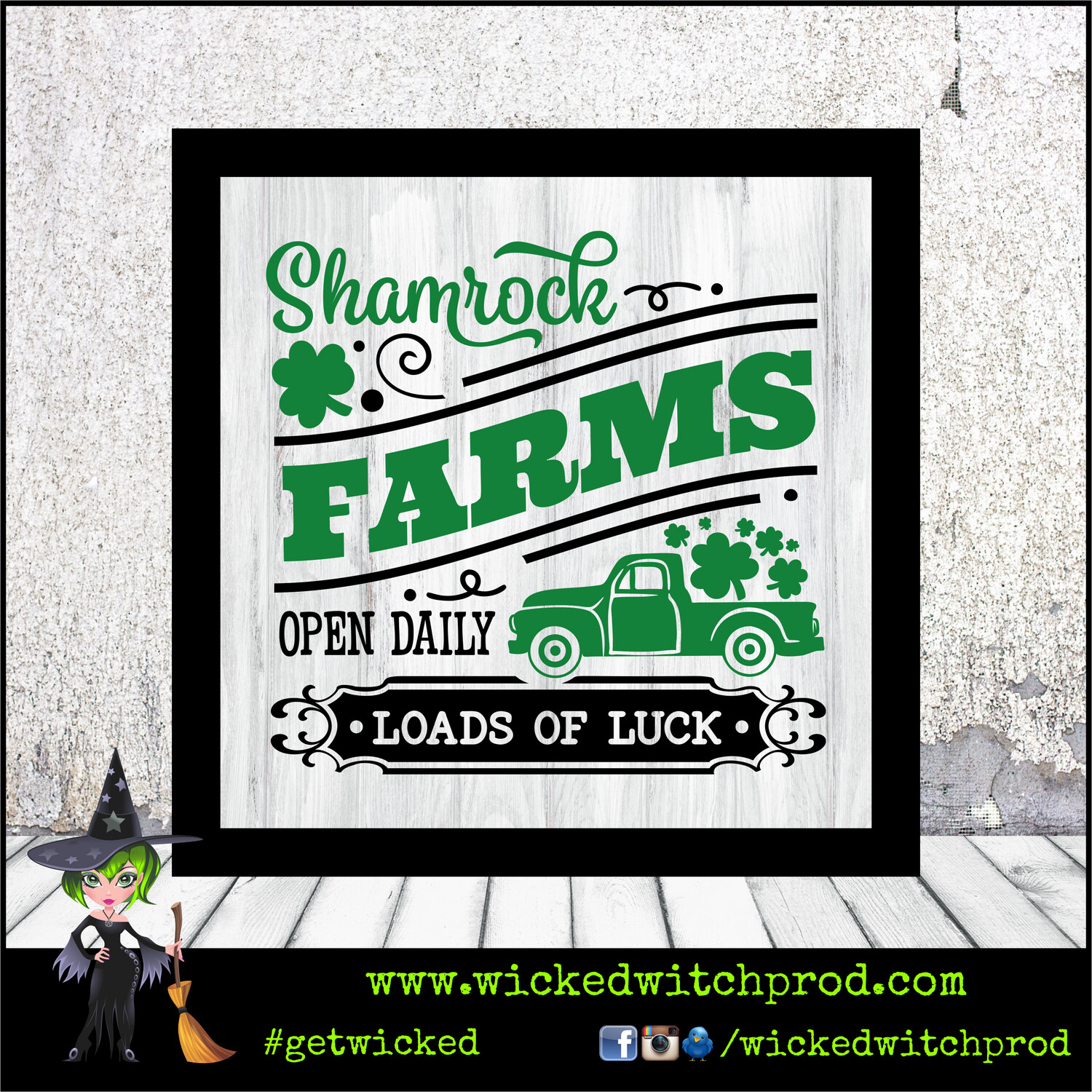 “Shamrock Farms Open Daily” Wood Sign with Frame (St. Patrick’s Day Collection)
