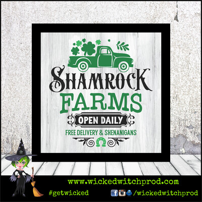 “Shamrock Farm Shenanigans” Wood Sign with Frame (St. Patrick’s Day Collection)