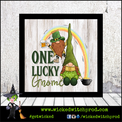 “One Lucky Gnome” Wood Sign with Frame (St. Patrick’s Day Collection)