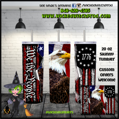 American Flag with Eagle (We the People) 20 oz Skinny Tumbler