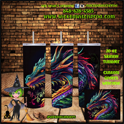 Colorful Dragon 20 oz Skinny Tumbler