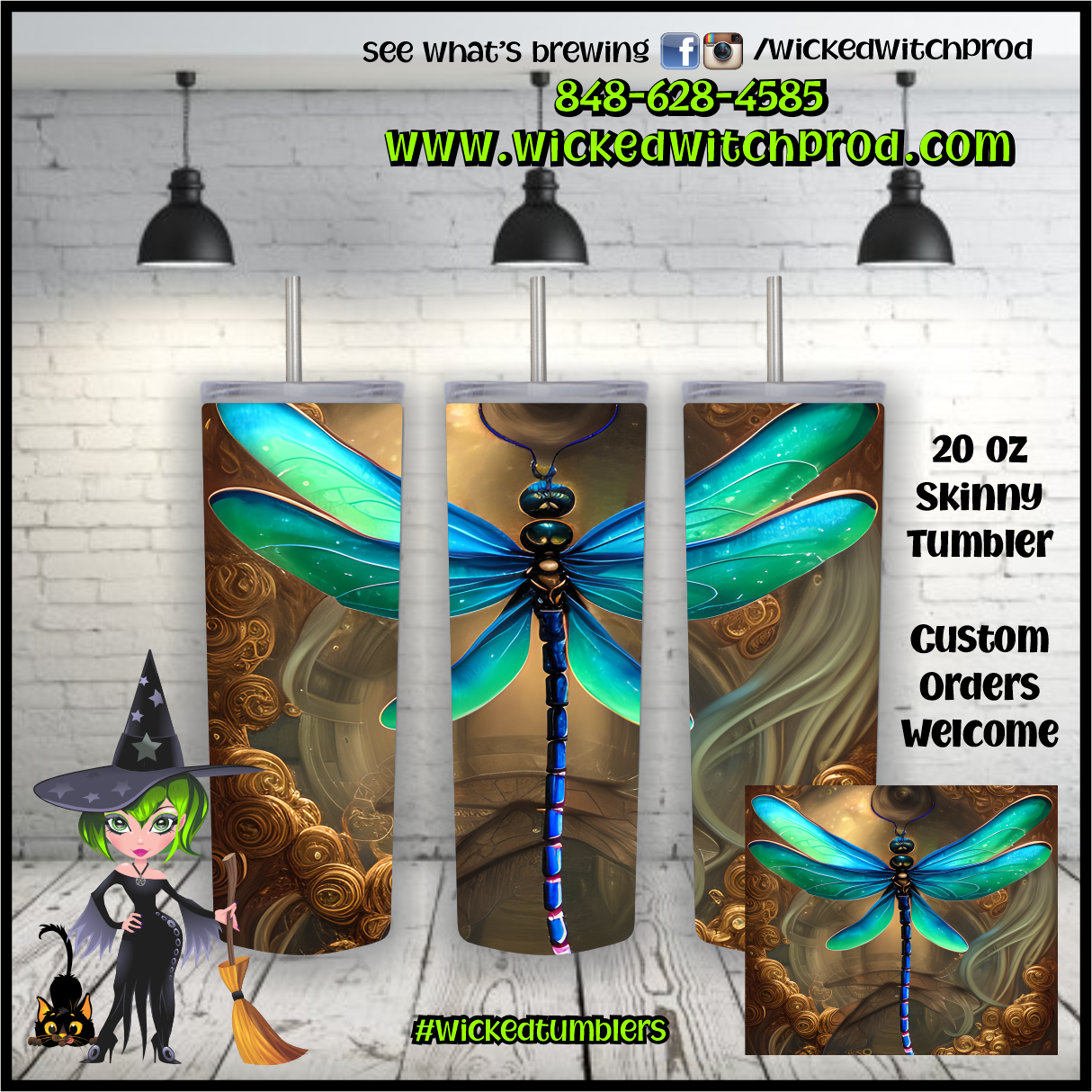 Dragonfly 20 oz Skinny Tumbler