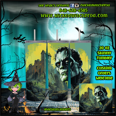 Frankenstein Castle 20 oz Skinny Tumbler