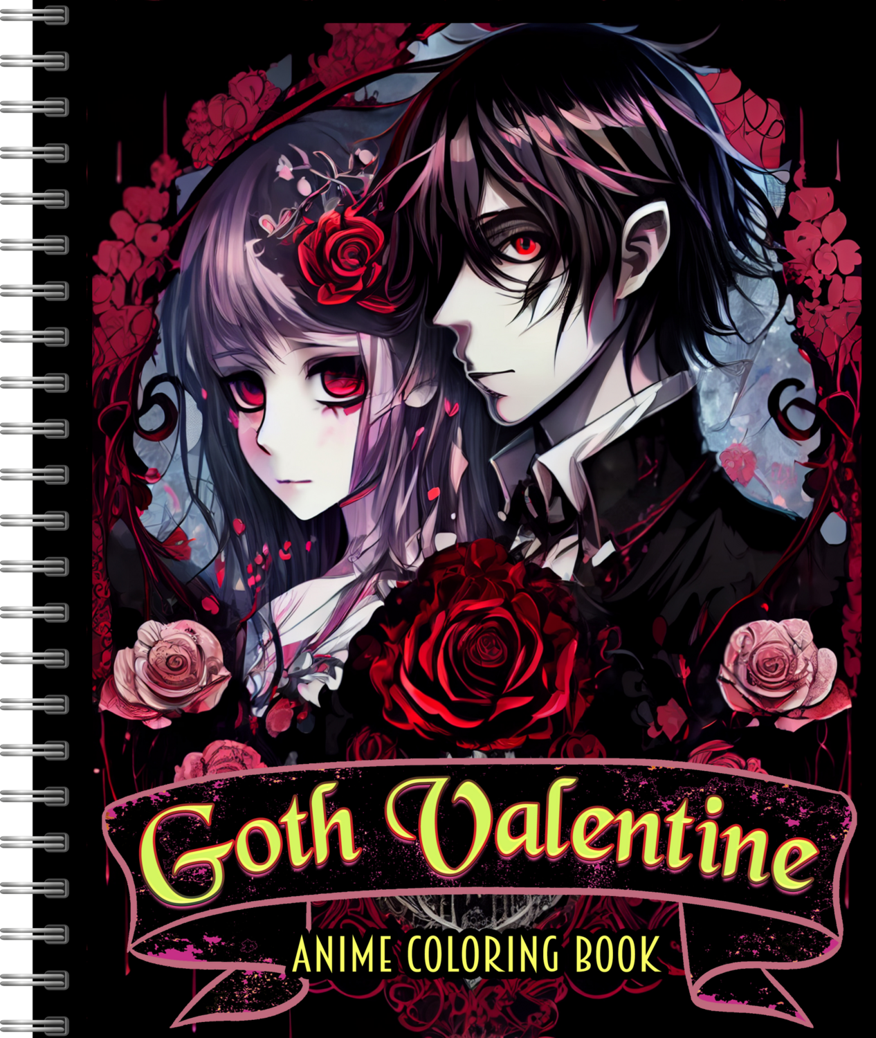 Gothic Valentine Coloring Book (20 designs)