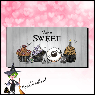 Love is Sweet Cupcake Wood Sign (12x6)