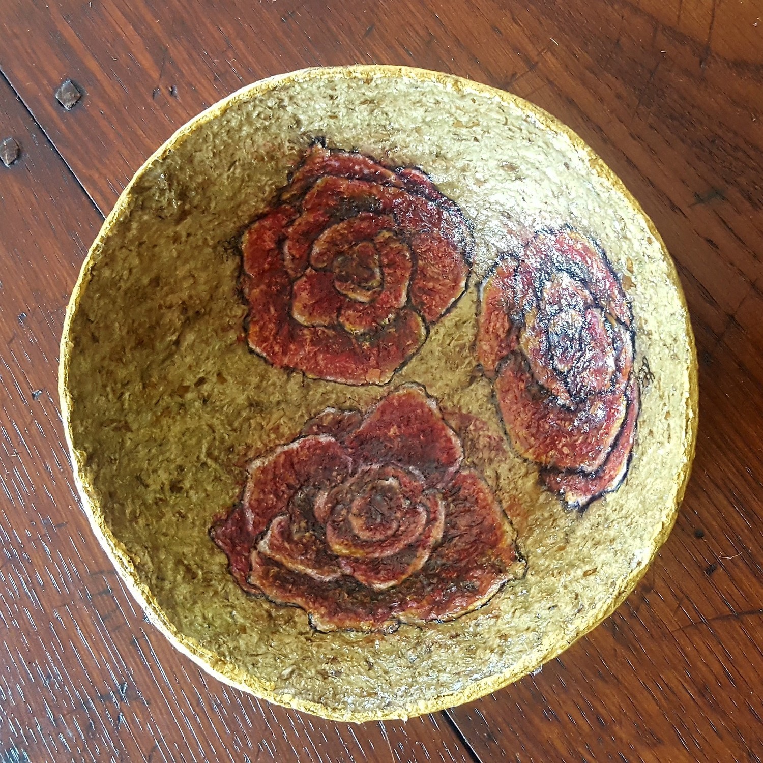 SOLD &quot;A Rose Is a Rose Is a Rose&quot; - Handmade paper bowl - 3 Roses