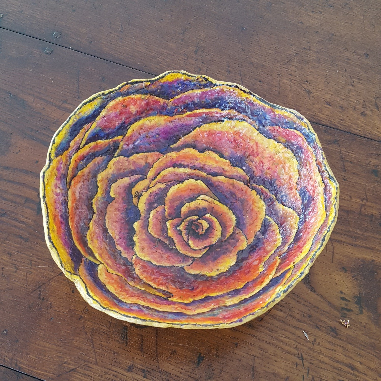 SOLD - Rose Paper Bowl with  Rose Watercolor Illustration.