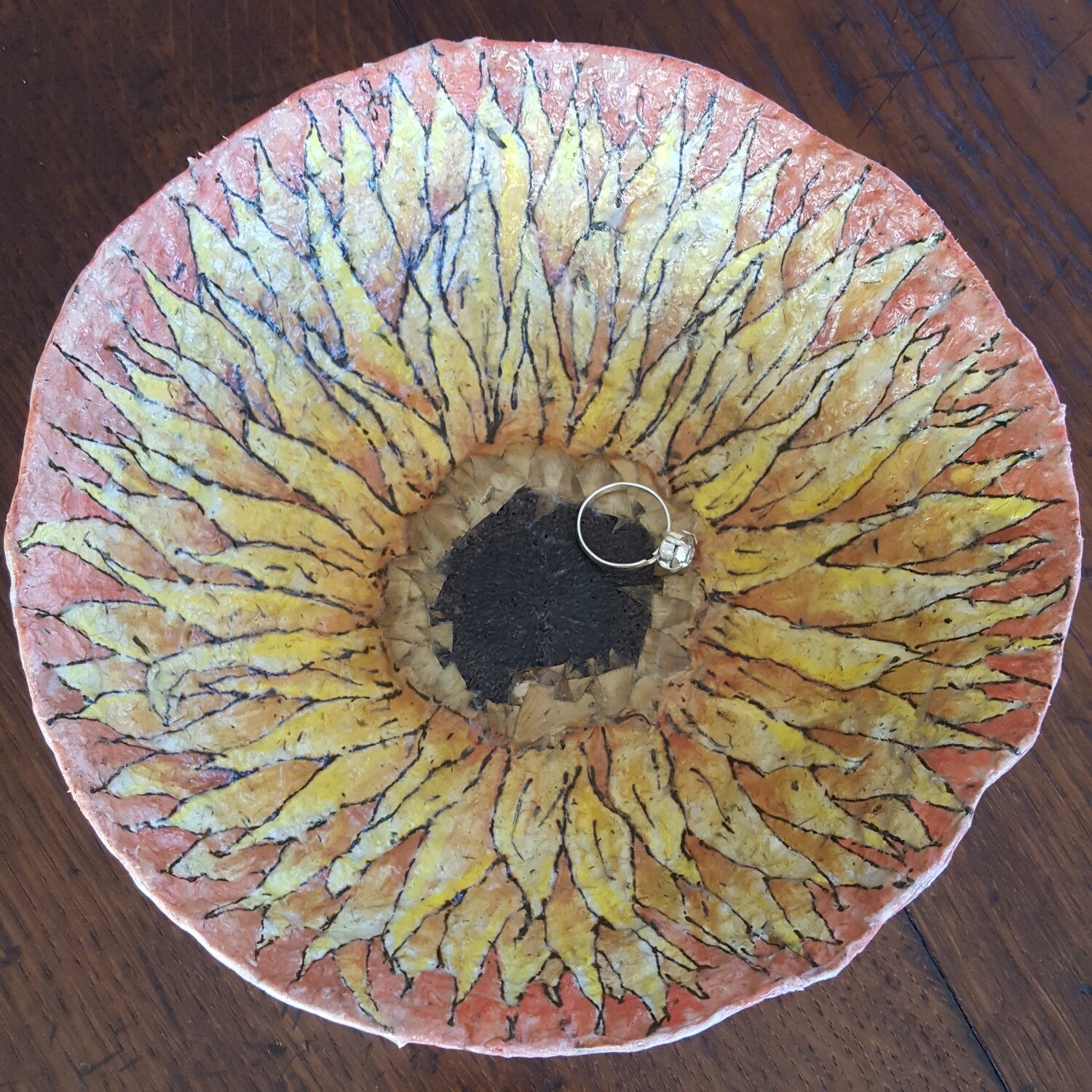 SOLD - &quot;Sunflower II&quot; Handmade Paper Bowl (One of a kind)