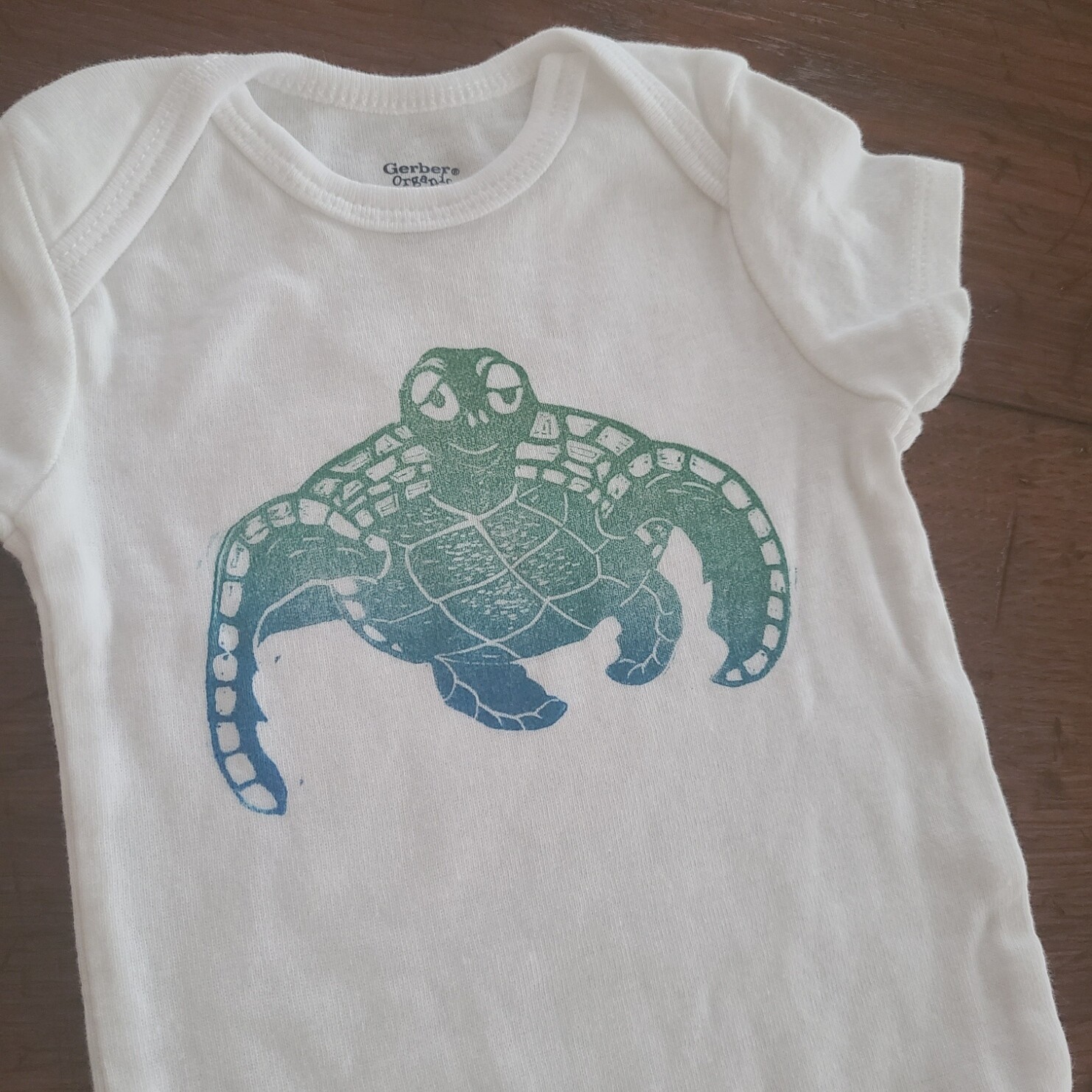 &quot;Sheldon the Sea Turtle&quot;  - 100% Organic Cotton Infant&#39;s Onesie