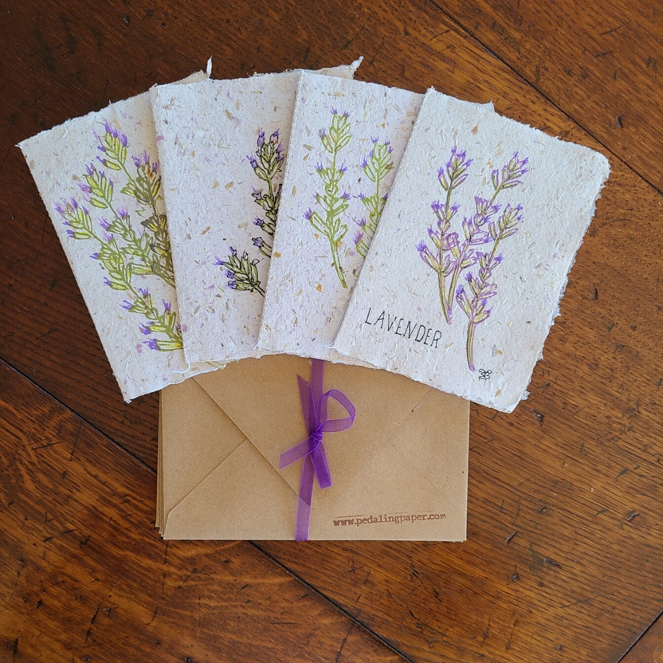 &quot;Breathe I&quot; - Lavender-Paper Greeting Card Set