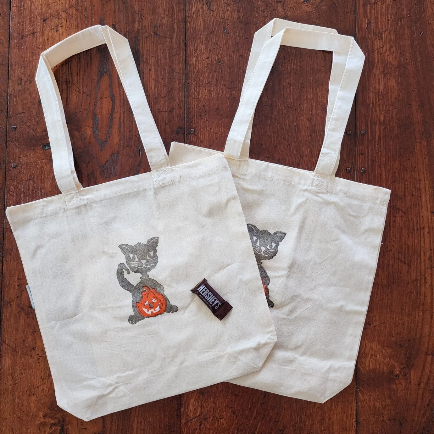 &quot;Cat-O-Lantern&quot; Organic Cotton  Halloween Tote