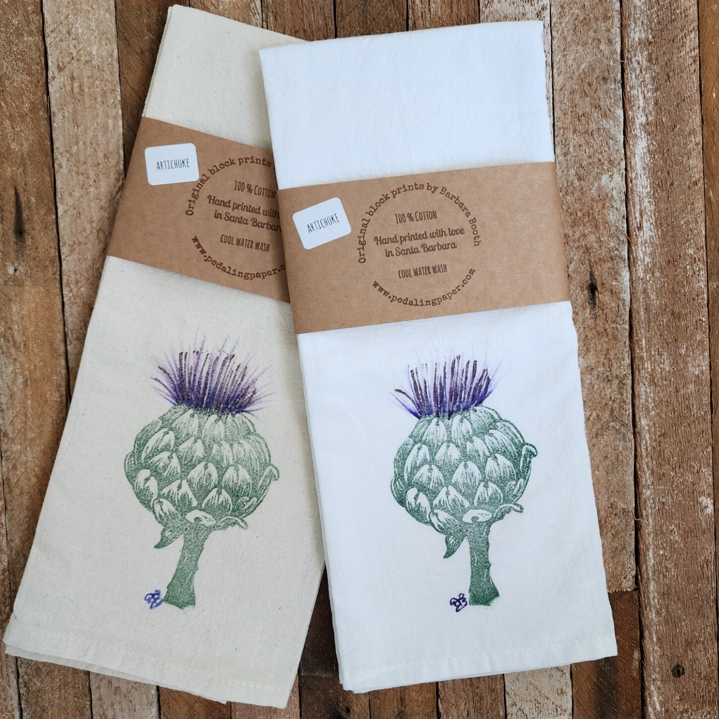 Artichoke - Block printed 100% Cotton Tea Towel