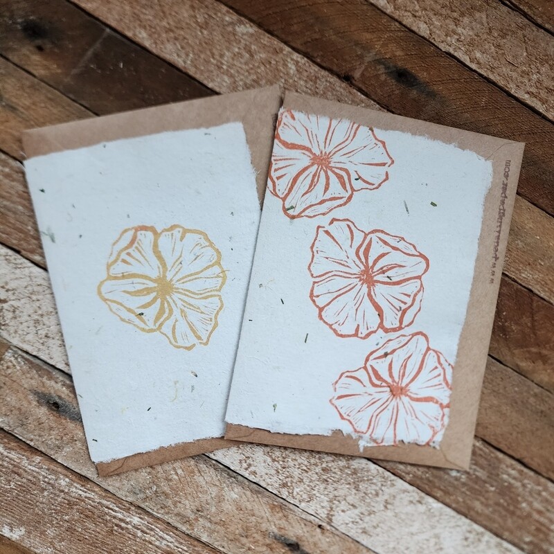 "Poppy" Handmade Paper Note Card